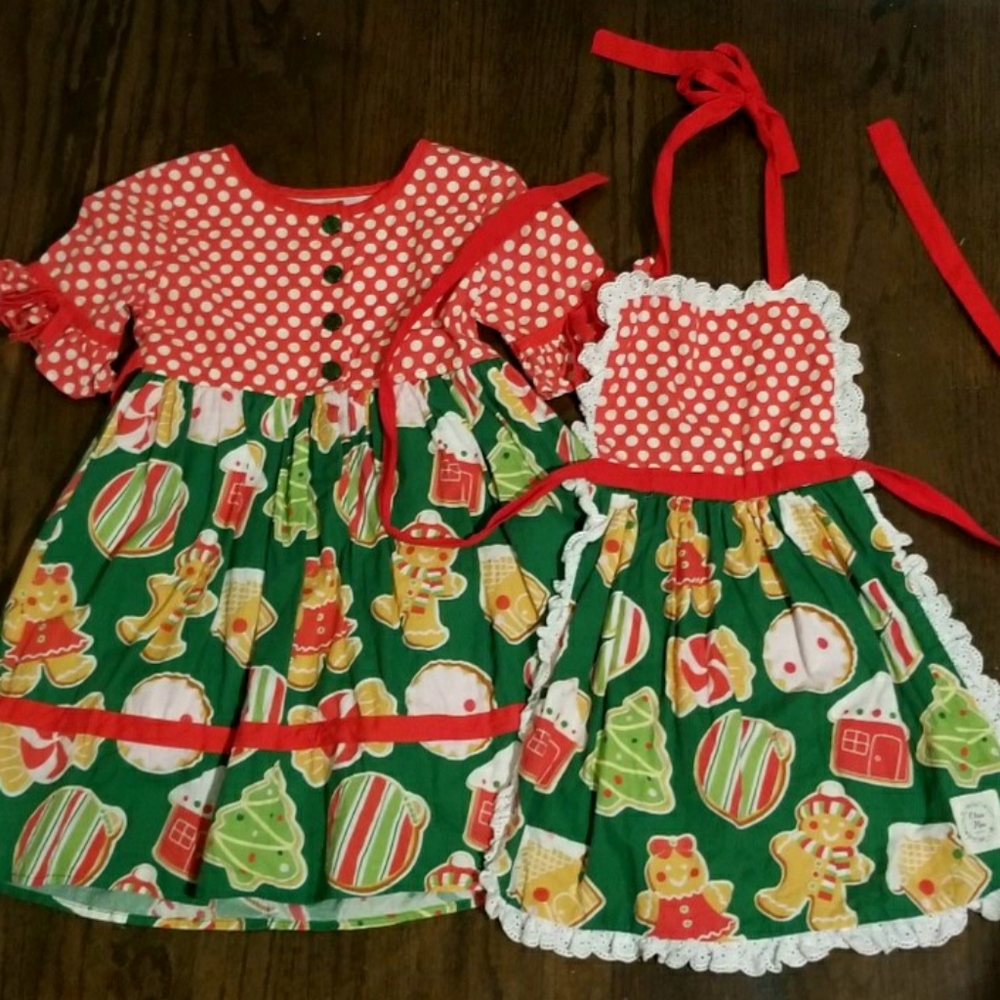 Olive Mae Christmas Cookies Dress and Apron